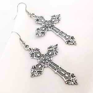 Boucles D'Oreilles Croix Style Gothique Femme