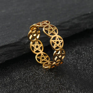 Bague Pentacle Sorcellerie Femme Anneau Wiccan or