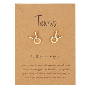 Boucles d'Oreilles Signe du Zodiaque 12 Constellations taureau