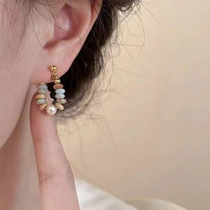 Boucles d'Oreilles Clou Avec Perle et Pierres