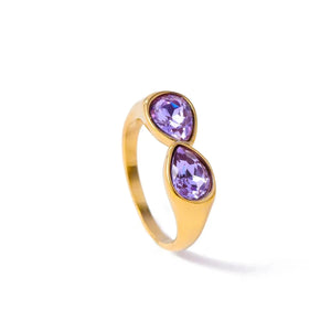 Bague Anneau Goutte d'Eau Perle Colorée violet