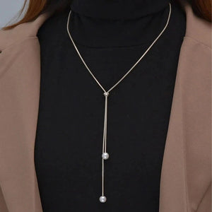 Long Collier Pendentif avec Perles argent