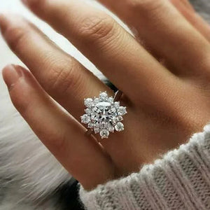 Bague Flocon de Neige Femme Hiver Argent Zircons