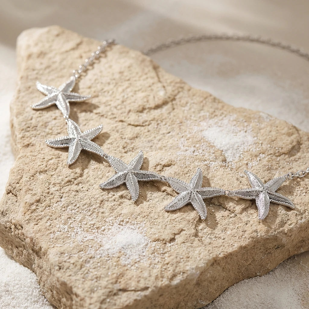 Chaîne de hanche étoile de mer - bijou de taille et ventre pour femme argent