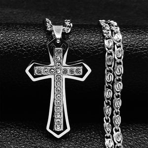 Collier Croix & Pendentif Zircons argent