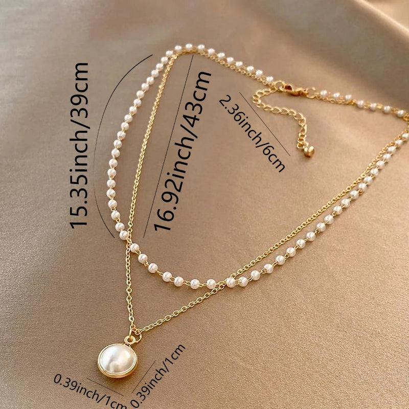 Collier Double Elégant avec Pendentif Perle 