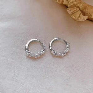 Boucles d'Oreilles Créoles pour Femme avec Perles argent