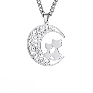 Collier Pendentif Lune de Chat argent