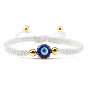 Bracelet Tresse Contre Mauvais Oeil Bleu blanc et or