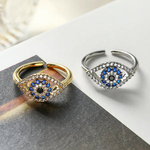 Bague Mauvais Oeil Bleu Turc Zircon