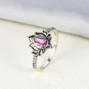 Bague Fleur de Lotus Argentée Femme rose