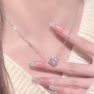 Collier Cœur Brillant pour Femme en Argent Véritable