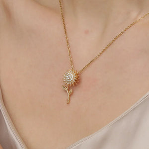 Collier Elégant avec Long Pendentif Fleur de Tournesol