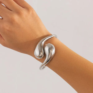 Bracelet Gourmette Grandes Gouttes d'Eau Asymétriques argent