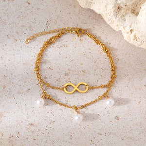 Bracelet Infini Perles or