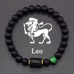 Bracelet Noir Signe du Zodiaque Astro Noir 12 Constellations lion