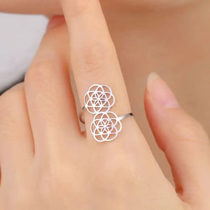 Bague Graine de Vie Femme Fleur Mandala argent