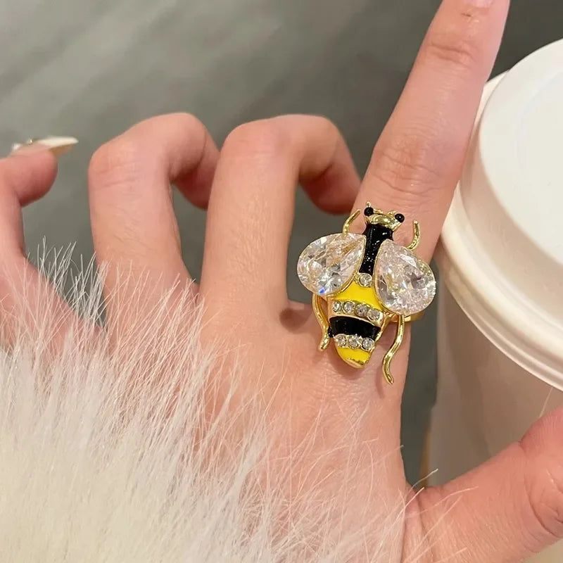 Bague abeille femme jaune