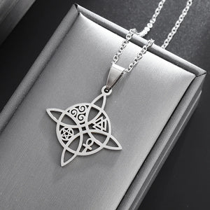 Collier Pendentif Noeud de Sorcière Wiccan de Protection argent