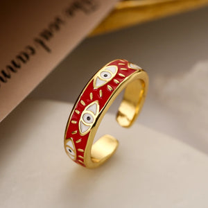 Bague Contre Mauvais Oeil Bleu Turc Anneau rouge