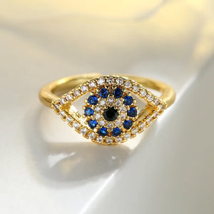 Bague Mauvais Oeil Bleu Turc Zircon or