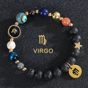 Bracelets Pierre de Lave 12 Constellations Signes Astrologiques du Zodiaque vierge