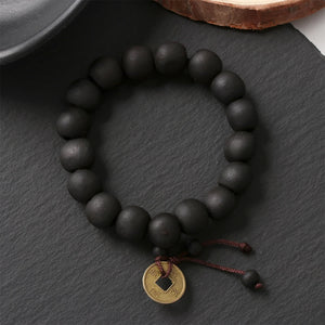 Bracelet Gourmette Bouddhiste en Pierres Noires