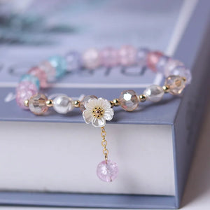 Bracelet Gourmette Fleur en Crystal multicolore