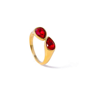 Bague Anneau Goutte d'Eau Perle Colorée rouge