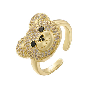 Bague Ours Pierre Or Et Blanc