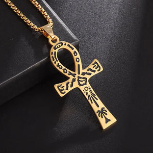 Collier Pendentif Amulette Croix D'Ankh Egypte or Style 2