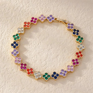 Bracelet Gourmette Fleurs de Marguerite Colorées or