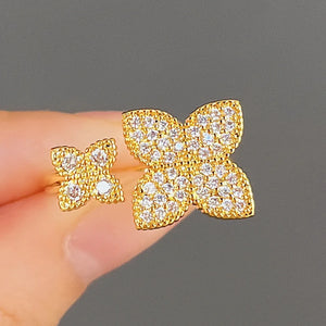 Set de 2 Bagues Anneau Fleur en Zircon or