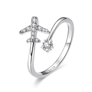 Bague Anneau Avion en Argent Véritable pour Femme argent