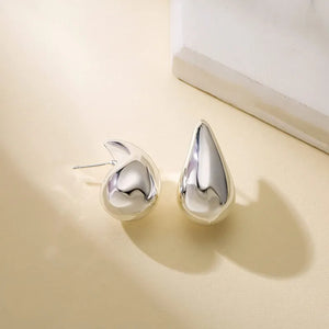 Boucles d'Oreilles Clou Grosse Goutte d'Eau argent