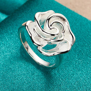 Bague Anneau Grosse Fleur Argentée