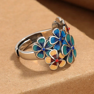 Bague Anneau Fleurs Colorées