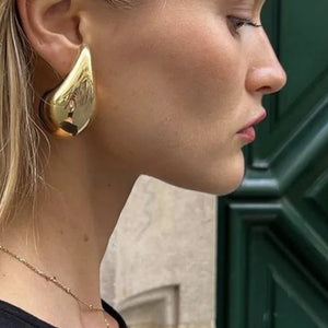 Imposantes Boucles d'Oreilles Clou Goutte d'Eau or