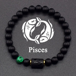 Bracelet Noir Signe du Zodiaque Astro Noir 12 Constellations poisson