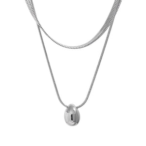 Collier Ras de Cou Pendentif Grande Goutte d'Eau argent