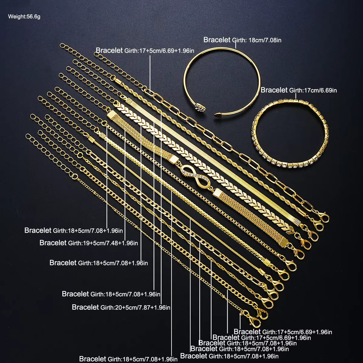 Bracelet Cœur Infini Argent et Or (Lot de 3 Bracelets)

