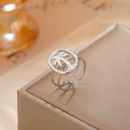 Palm Tree Pattern Silver Ring