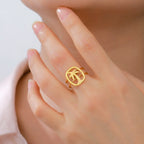 Palm Tree Pattern Gold Ring