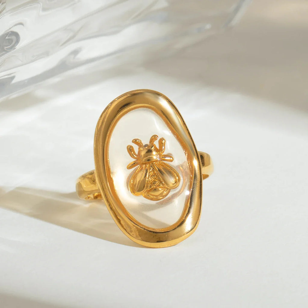 Wide bee ring for women