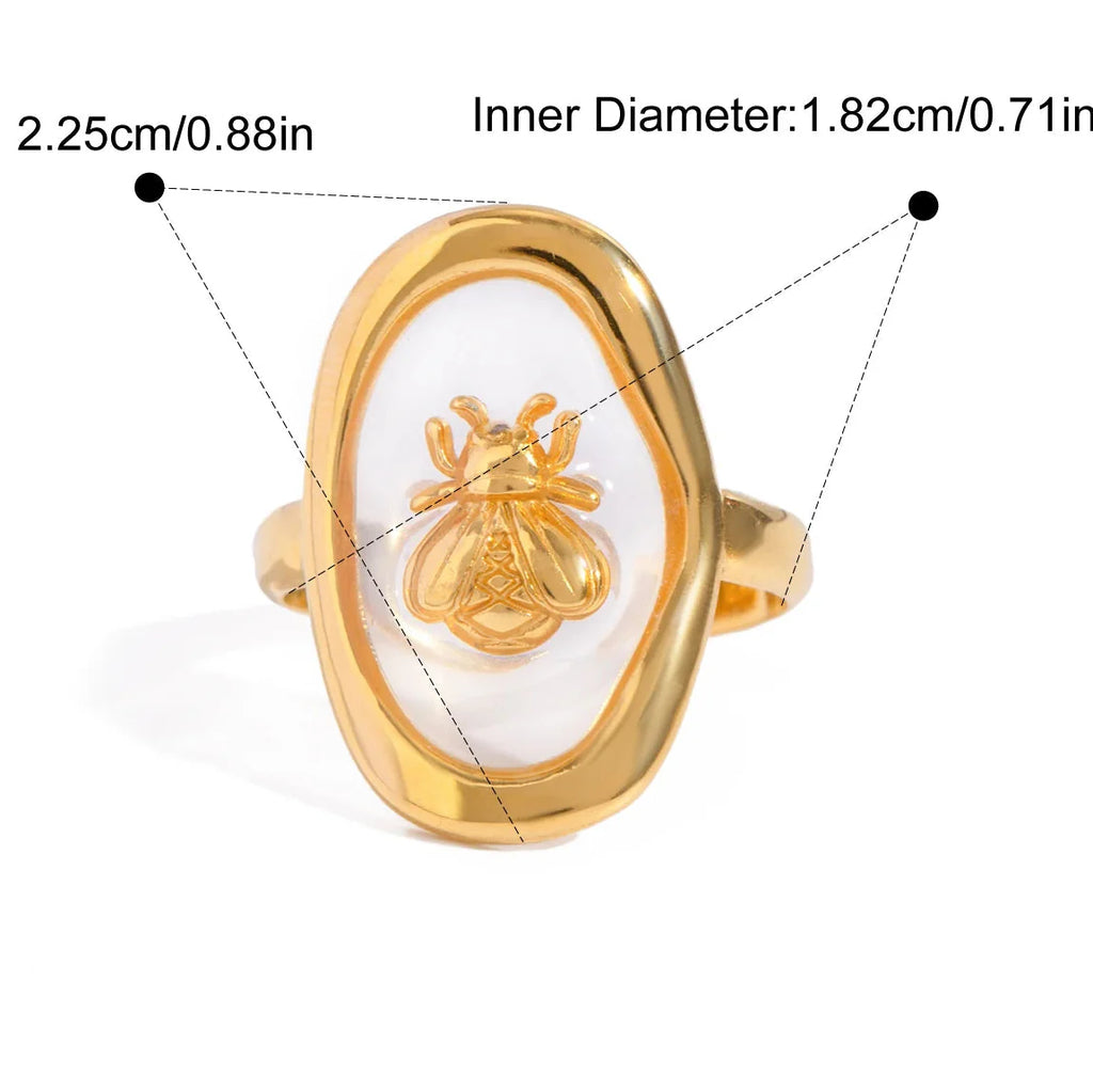 Wide bee ring for women