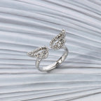 Angel wings ring with rhinestones