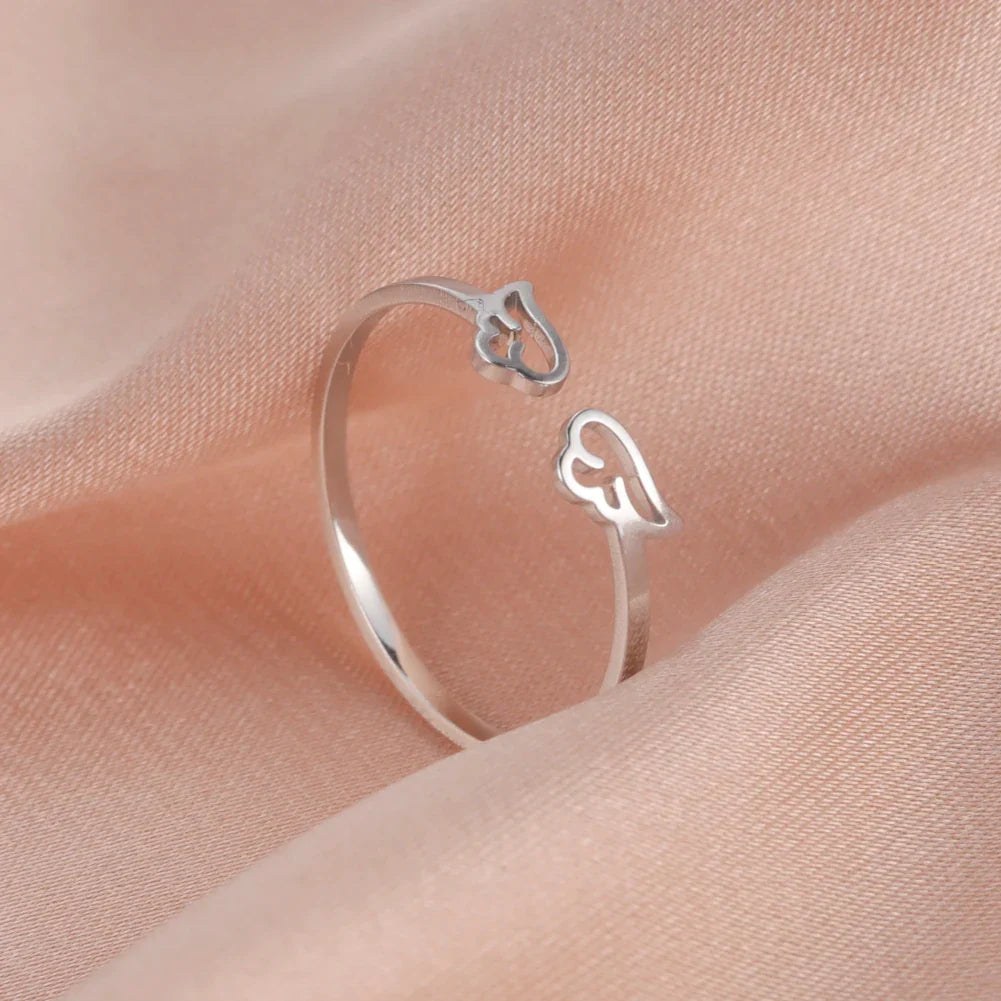 Women's angel wings ring silver