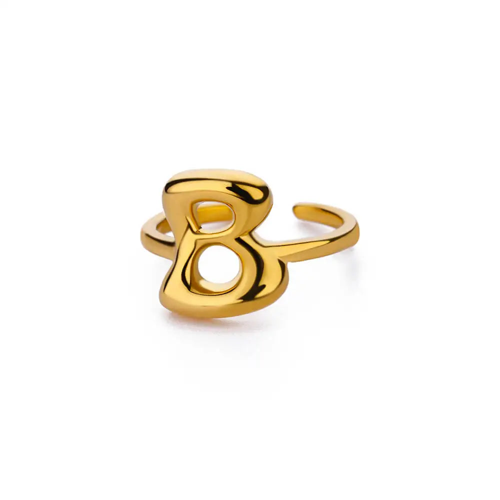 Adjustable personalized ring with initial b