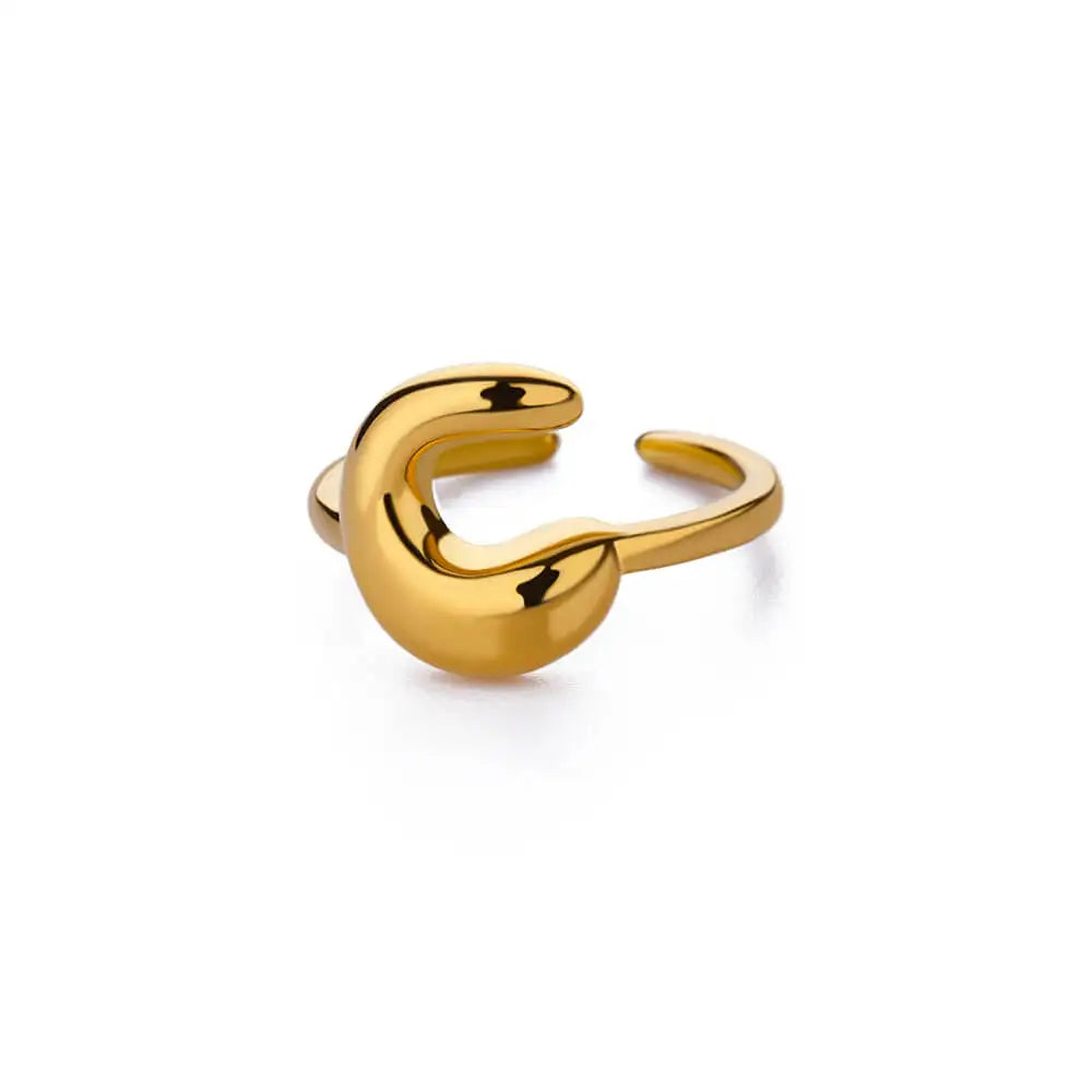 Adjustable personalized ring with initial c