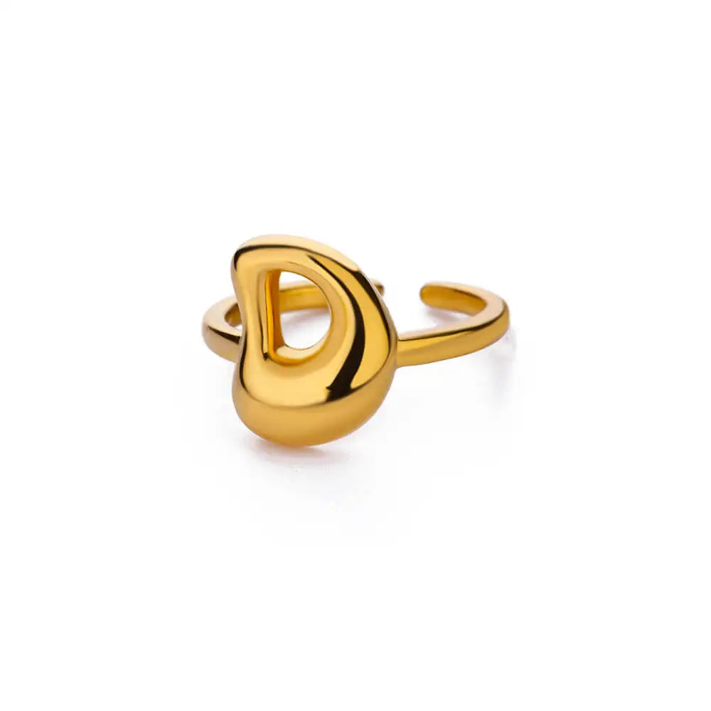 Adjustable personalized ring with initial d